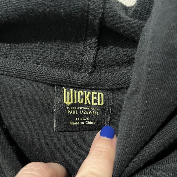 Wicked Paul Tazewell Hoodie Womens Large Graphic Sweatshirt Black Bubble Hem - Picture 4 of 9